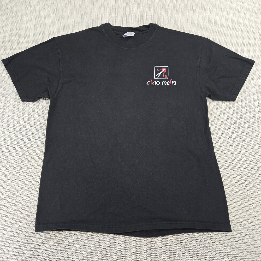 Ciao Mein Honolulu Shirt Mens Large Black Short Sleeve Restaurant Hanes Beefy-T